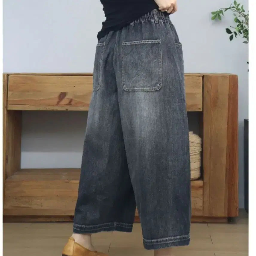 [SOLD OUT] 워싱 데님 와이드 배기 팬츠