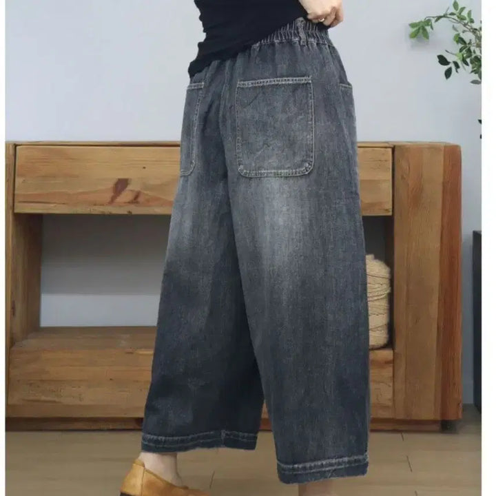 [SOLD OUT] 워싱 데님 와이드 배기 팬츠