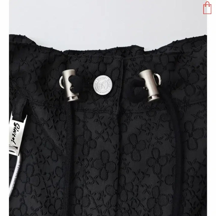 [BUNJANG] Siwol 107 Flower Parachute Pants - Black / 시월107 플라워 파라슈트 팬츠 블랙
