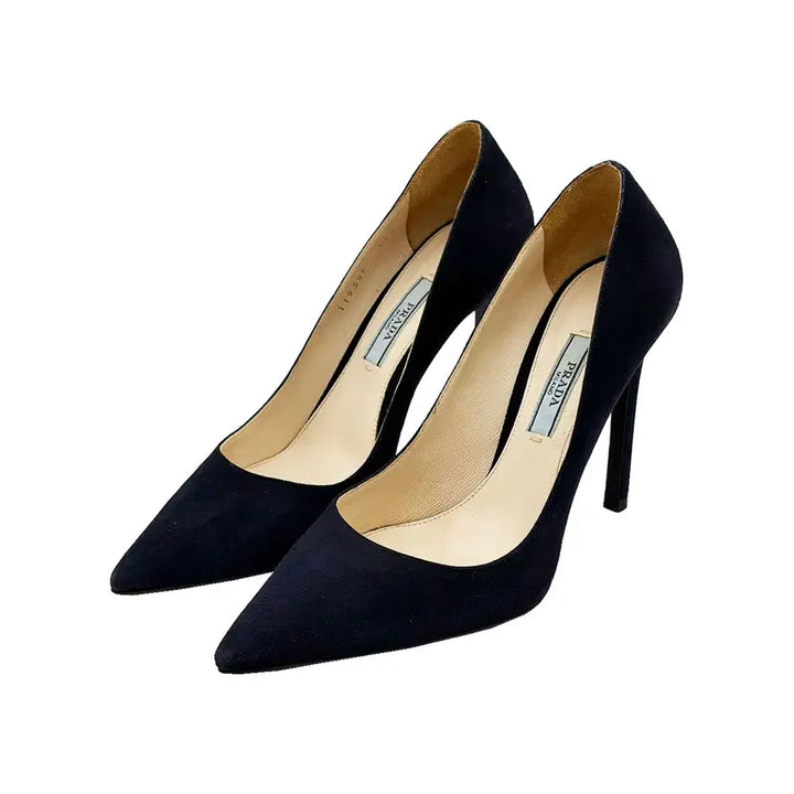 [BUNJANG] Prada Midnight Navy Suede Stiletto Pumps - Size 35.5 / 프라다 Prada 미드나잇 네이비 스웨이드 스틸레토 펌프스 35.5