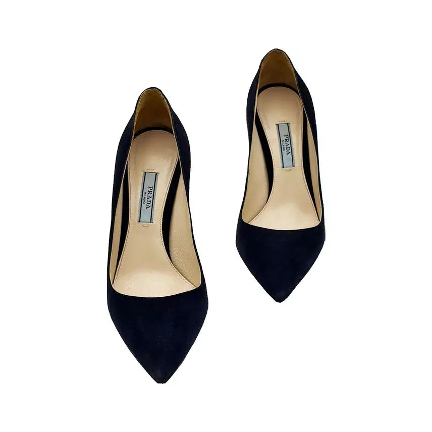 [BUNJANG] Prada Midnight Navy Suede Stiletto Pumps - Size 35.5 / 프라다 Prada 미드나잇 네이비 스웨이드 스틸레토 펌프스 35.5