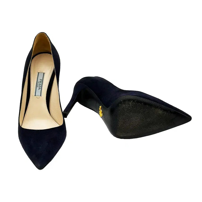 [BUNJANG] Prada Midnight Navy Suede Stiletto Pumps - Size 35.5 / 프라다 Prada 미드나잇 네이비 스웨이드 스틸레토 펌프스 35.5