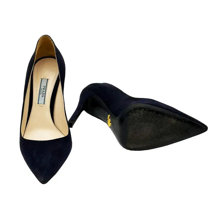 [BUNJANG] Prada Midnight Navy Suede Stiletto Pumps - Size 35.5 / 프라다 Prada 미드나잇 네이비 스웨이드 스틸레토 펌프스 35.5