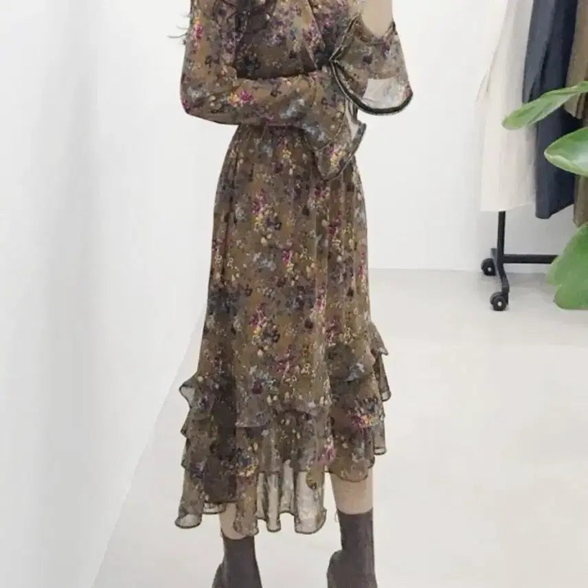 [BUNJANG] Vintage Floral Dress - Black / 빈티지 플라워 원피스 블랙