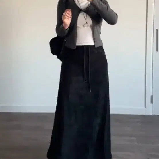 [BUNJANG] TodayBonnie Velour Maxi Skirt / 투데이보니 벨루아 맥시 스커트