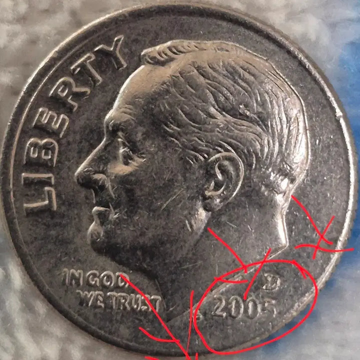 [BUNJANG] 2005 US Roosevelt Dime Coin / 2005년 D미국 루즈벨트 다임 주화.  센터 스트라이크. 오바