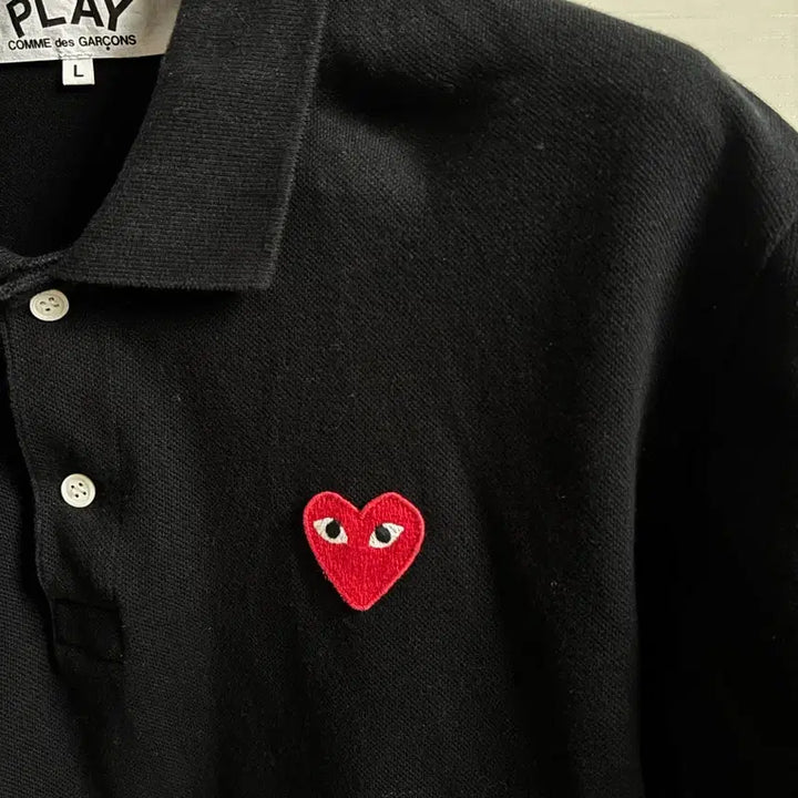 [BUNJANG] Comme des Garcons Play Black Polo Shirt (L) / 꼼데가르송 플레이 블랙 반팔 카라티 (L)