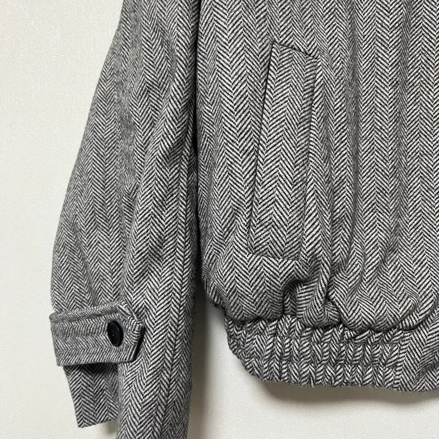 [BUNJANG] Herringbone Quilted Short Jacket - Grey Bomber Jumper / 헤링본 누빔 숏자켓 회색 봄버 점퍼