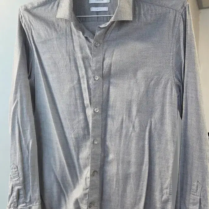 [BUNJANG] Ziozia Slim Fit Long-Sleeve Shirt Gray / (100) 지오지아 슬림핏 긴팔 셔츠 회색
