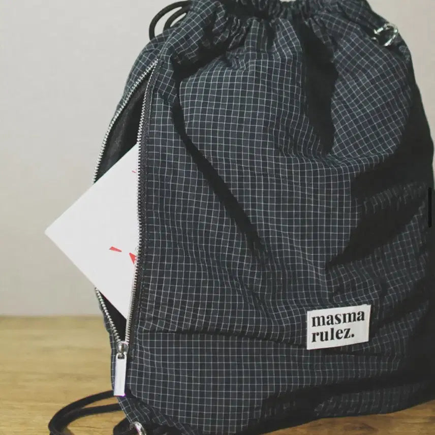 [BUNJANG] Masmarules Drawstring Backpack Navy / 마스마룰즈 드로우 스트링 백팩 짐색 네이비