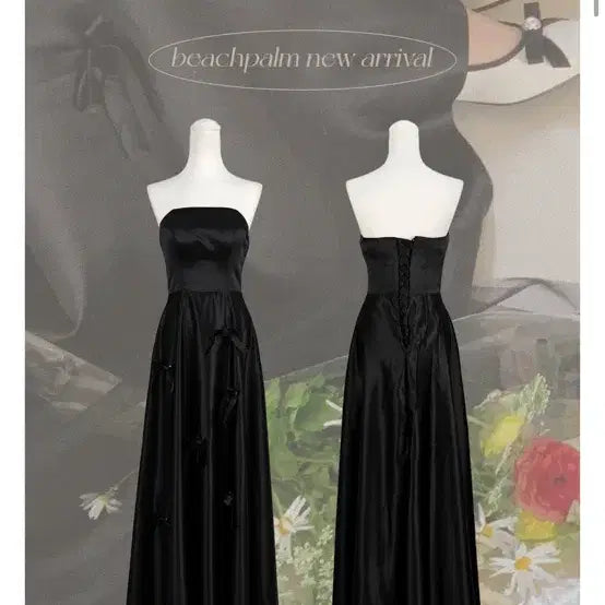 [BUNJANG] Black Long Dress with Ribbon Detail / 웨딩촬영용 블랙드레스
