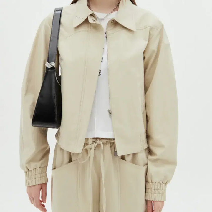 [BUNJANG] Matin Kim Western Detail Stitch Jumper Jacket Beige / 마뗑킴 스티치 점퍼 봄버 자켓 베이지 Matin Kim 웨스턴 디테일
