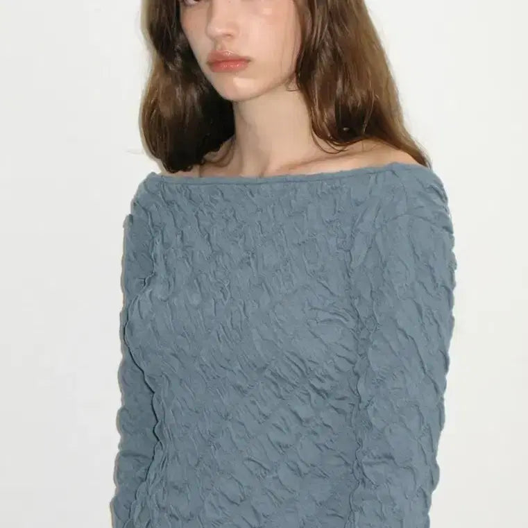 [BUNJANG] Pollysuem Smoking Blouse Green Blue / 폴리수엠 스모킹 블라우스 그린블루