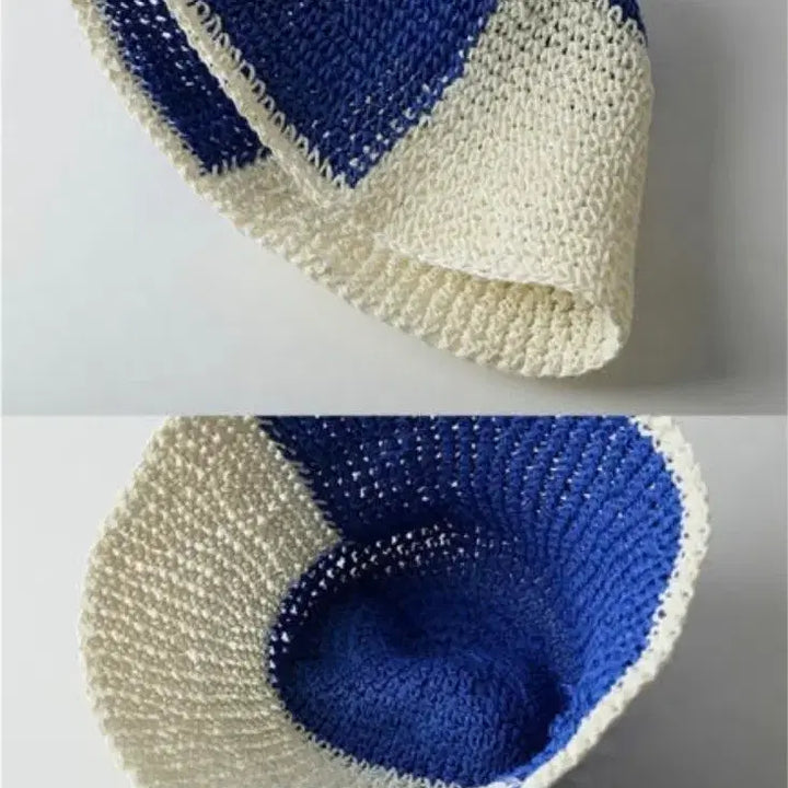 [BUNJANG] Colorblock Crochet Bucket Hat / 컬러배색 크로셰 벙거지모자(새상품)