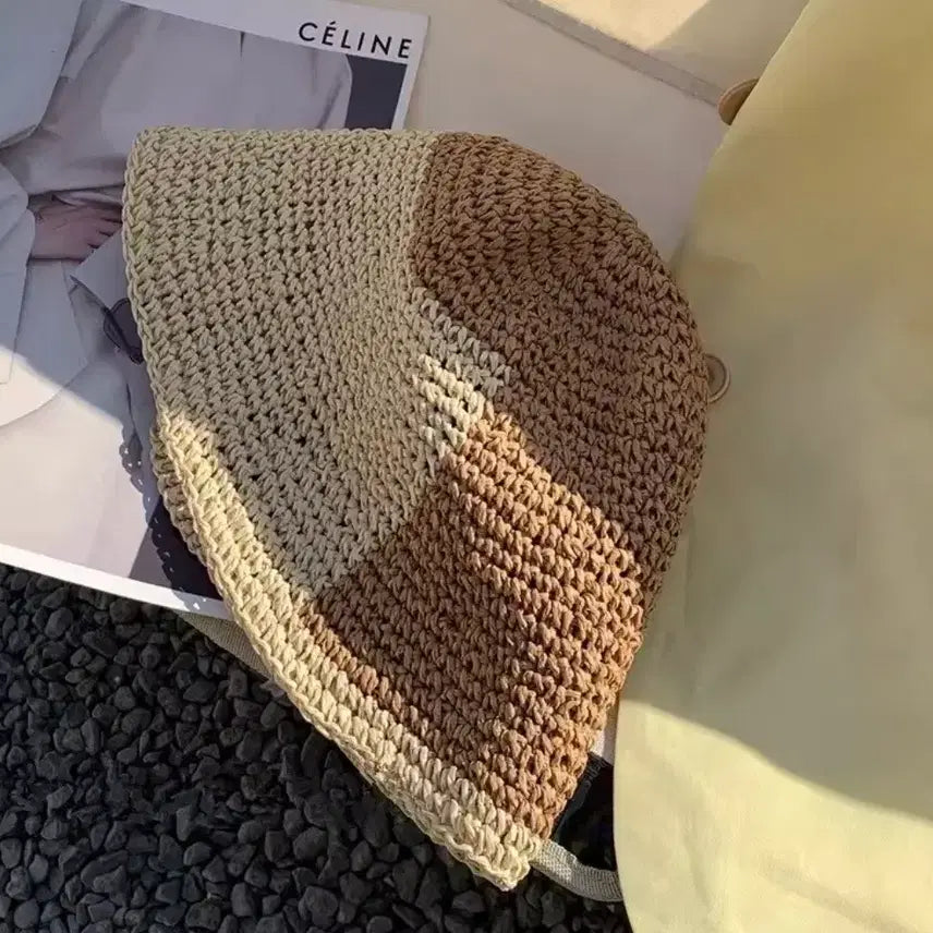 [BUNJANG] Colorblock Crochet Bucket Hat / 컬러배색 크로셰 벙거지모자(새상품)