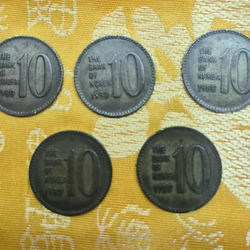 [BUNJANG] 1980 South Korean 10 Won Coin Bundle Set (5 Coins) / 1980년 한국은행 10원 동전 5개 일괄