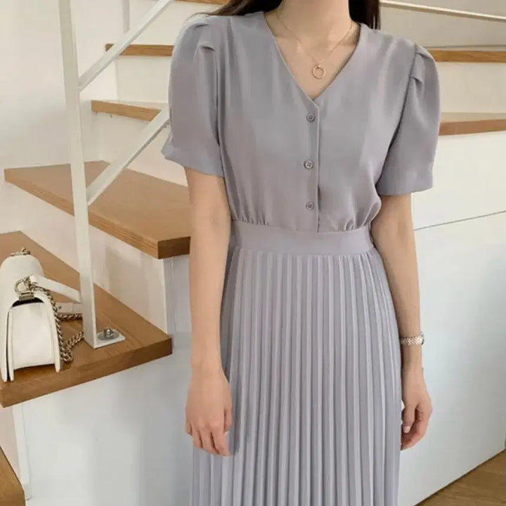 [BUNJANG] Merriaround Linda Pleated Dress / 메리어라운드 린다 플리츠 원피스 하객룩