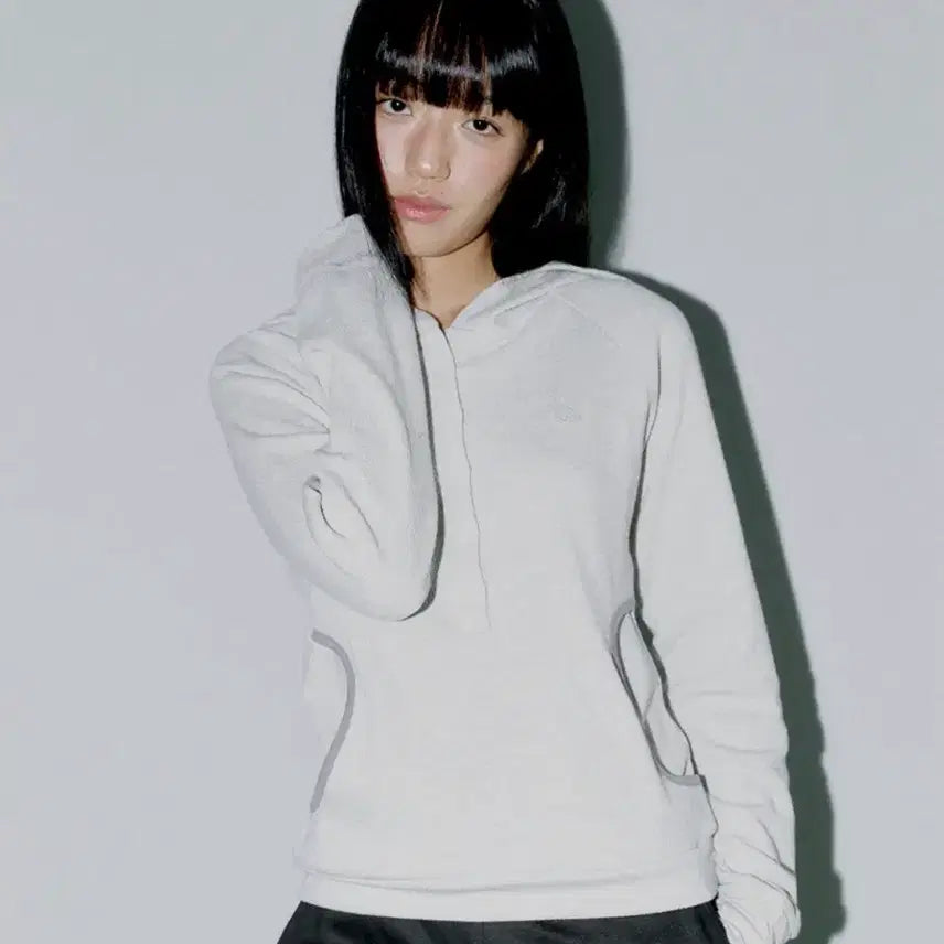 [BUNJANG] Opish Waffle Henley Hoodie Oatmeal / 오피쉬 와플 헨리 후디 오트밀