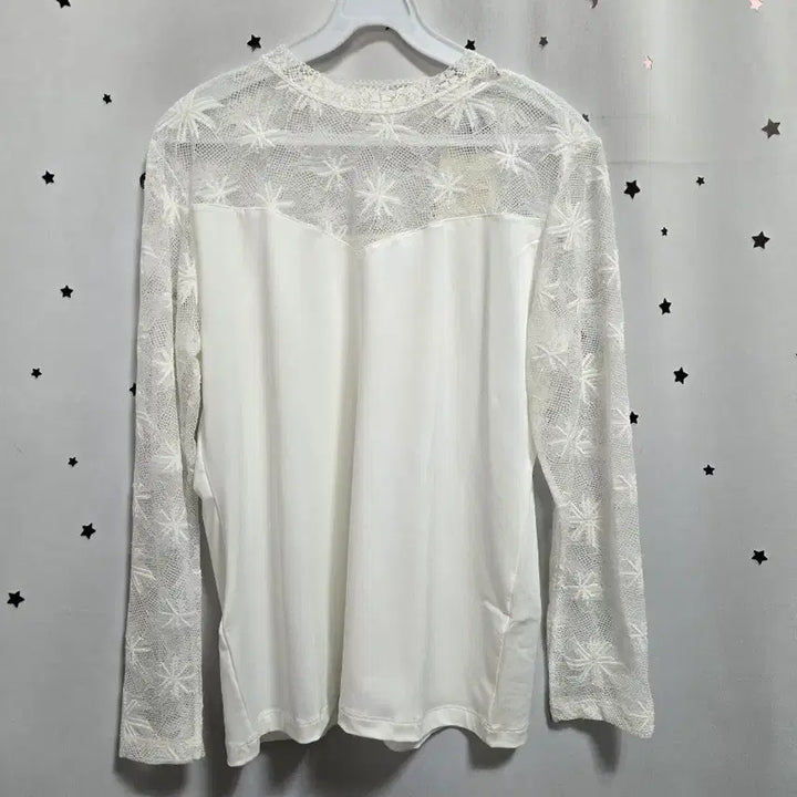 [BUNJANG] Anne Klein White Lace Long Sleeve Blouse - Size L / 앤클라인 화이트 레이스 긴팔 블라우스 L 새상품