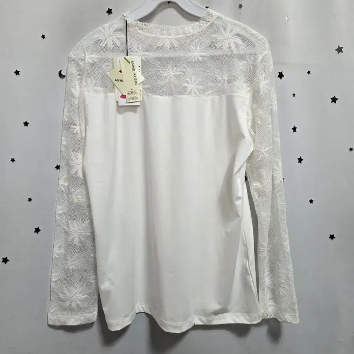 [BUNJANG] Anne Klein White Lace Long Sleeve Blouse - Size L / 앤클라인 화이트 레이스 긴팔 블라우스 L 새상품
