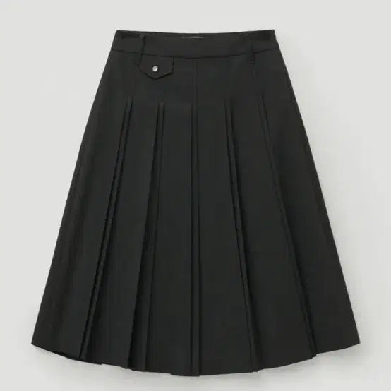 [BUNJANG] Setter Button Pleated Midi Skirt (Charcoal) / 세터 버튼 플리츠 미디 스커트 (차콜)