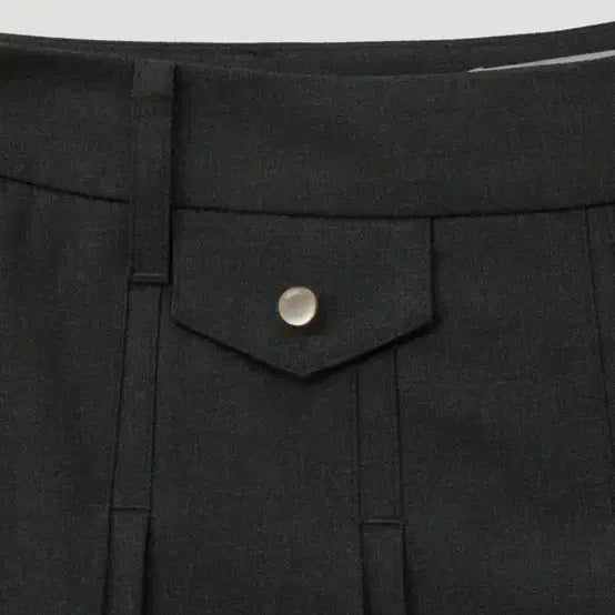 [BUNJANG] Setter Button Pleated Midi Skirt (Charcoal) / 세터 버튼 플리츠 미디 스커트 (차콜)