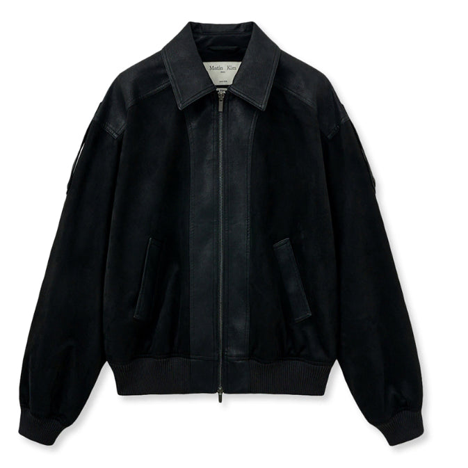 [BUNJANG] Matinkim Suede Mix Leather Zip Up Jacket / 마뗑킴 레더 집업 점퍼 SUEDE MIX LEATHER ZIP UP