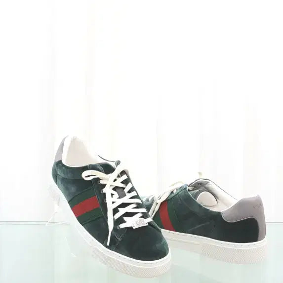 [SOLD OUT] 구찌 미사용 새상품 에이스 스퀘어 웹 벨벳 스니커즈 757893 백화점