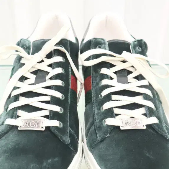 [SOLD OUT] 구찌 미사용 새상품 에이스 스퀘어 웹 벨벳 스니커즈 757893 백화점