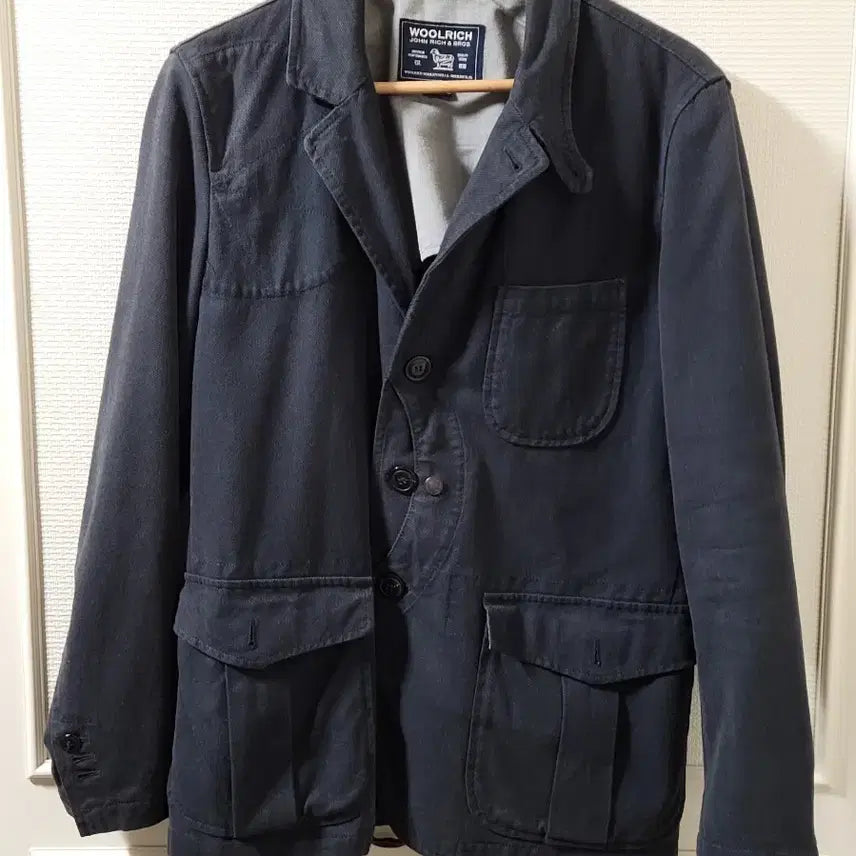 [BUNJANG] Woolrich Navy Cotton Blend Safari Jacket / 울리치 네이비 면 혼방 네이비 사파리 자켓 M 사이즈
