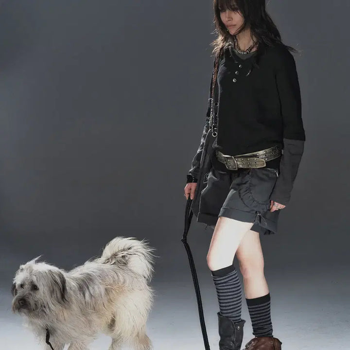 [BUNJANG] WearAndtear Roll-up Cargo Shorts / wearAndtear 롤업 리벳 카고 스트릿 코튼 5부 팬츠