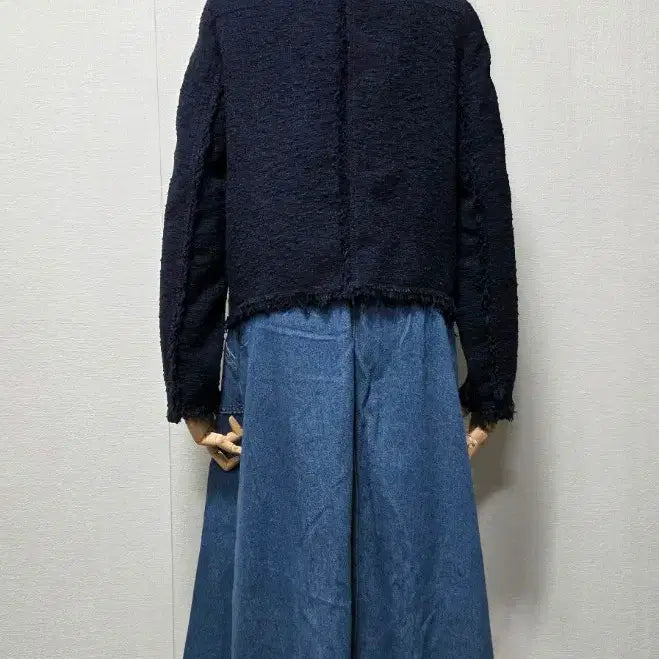[BUNJANG] ZARA Tweed Navy Jacket S / 자라 트위드 네이비 자켓 S