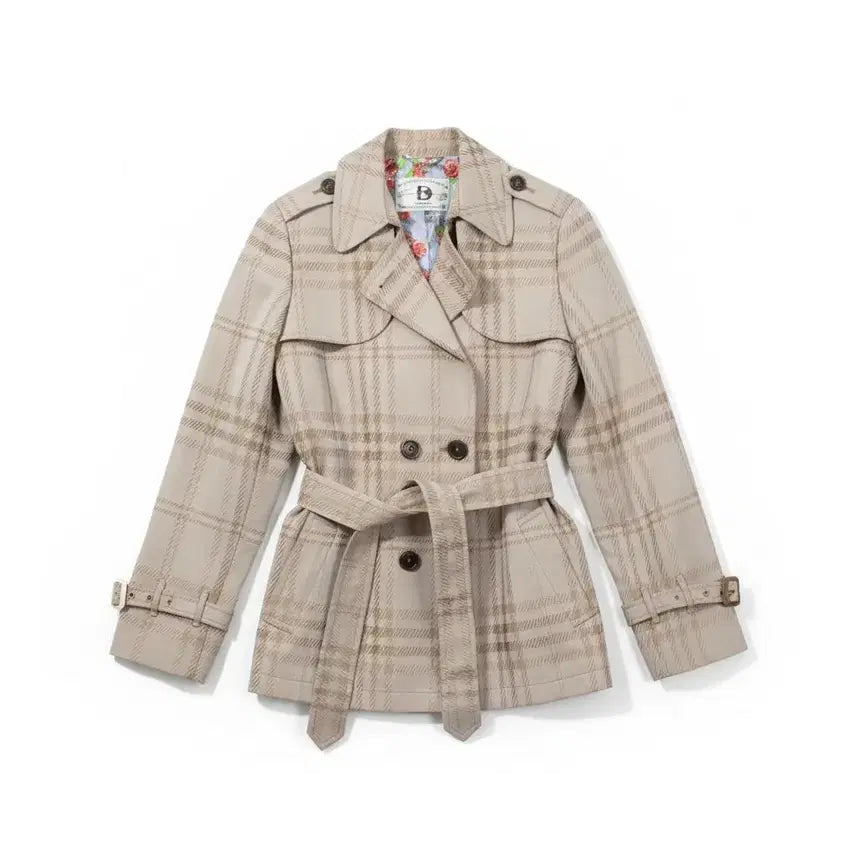 [BUNJANG] Beanpole Floral Check Pattern Short Coat / 여성100/ 빈폴 플로럴 체크패턴 숏코트