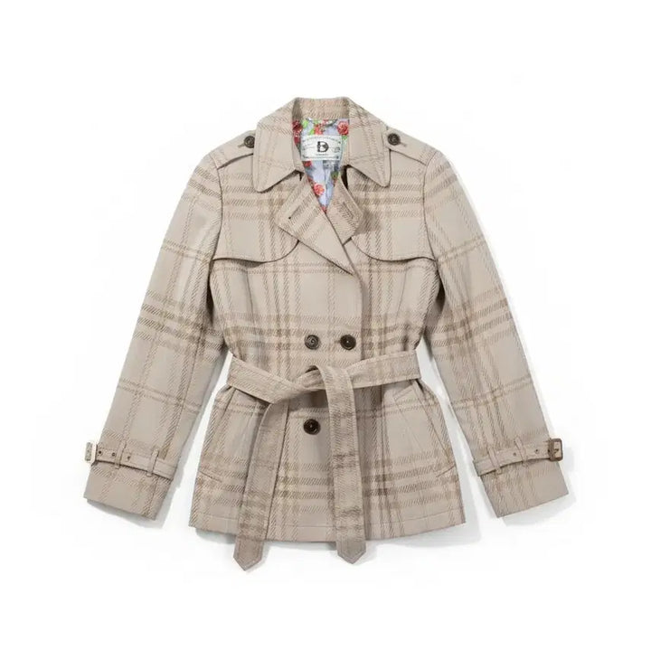 [BUNJANG] Beanpole Floral Check Pattern Short Coat / 여성100/ 빈폴 플로럴 체크패턴 숏코트
