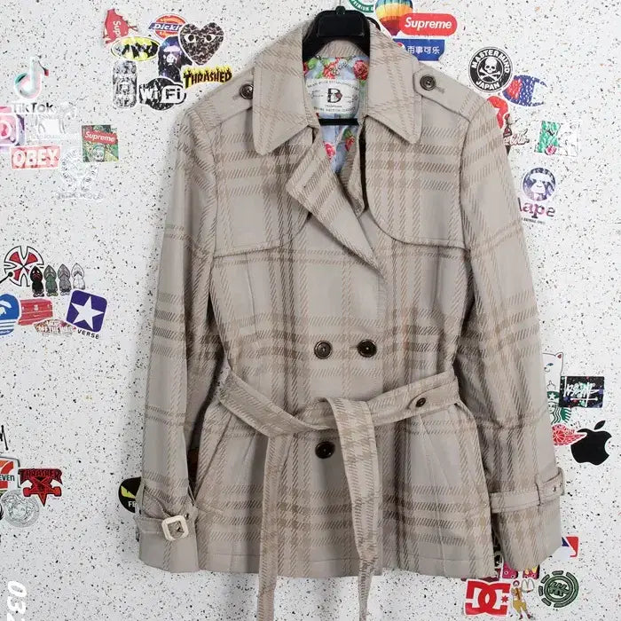 [BUNJANG] Beanpole Floral Check Pattern Short Coat / 여성100/ 빈폴 플로럴 체크패턴 숏코트