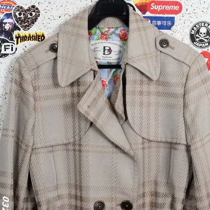[BUNJANG] Beanpole Floral Check Pattern Short Coat / 여성100/ 빈폴 플로럴 체크패턴 숏코트