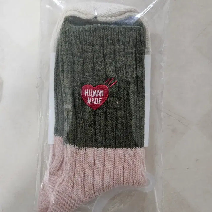 [BUNJANG] Human Made Heart Logo Socks Green/Pink / 휴먼메이드 하트 로고 양말 그린/핑크