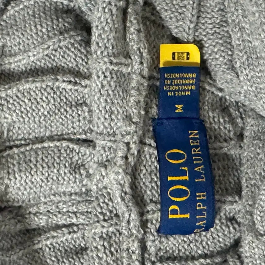 [BUNJANG] Polo Ralph Lauren Cable Knit Hoodie Gray / 폴로 랄프로렌 케이블 니트 후드티 그레이