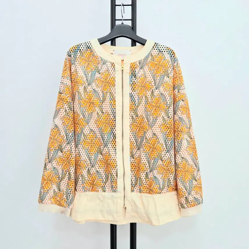[BUNJANG] Oilily Floral Punching Zip-Up Jacket / 정품 오일릴리 Oillly 폴리 100%  플라워 펀칭 집업 자켓