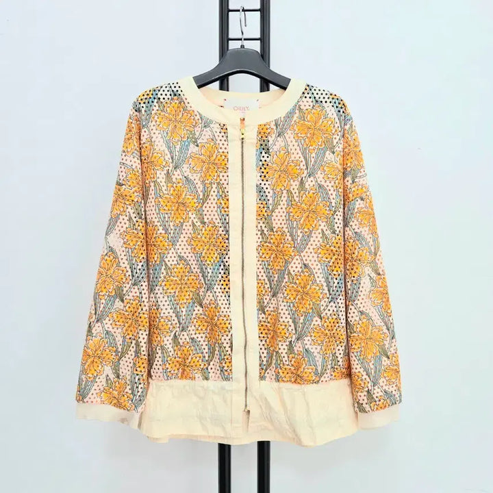 [BUNJANG] Oilily Floral Punching Zip-Up Jacket / 정품 오일릴리 Oillly 폴리 100%  플라워 펀칭 집업 자켓