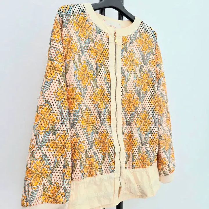 [BUNJANG] Oilily Floral Punching Zip-Up Jacket / 정품 오일릴리 Oillly 폴리 100%  플라워 펀칭 집업 자켓