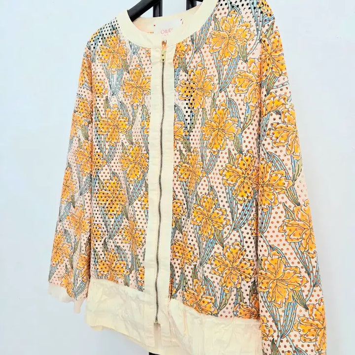[BUNJANG] Oilily Floral Punching Zip-Up Jacket / 정품 오일릴리 Oillly 폴리 100%  플라워 펀칭 집업 자켓