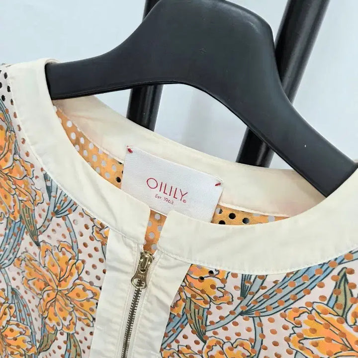 [BUNJANG] Oilily Floral Punching Zip-Up Jacket / 정품 오일릴리 Oillly 폴리 100%  플라워 펀칭 집업 자켓