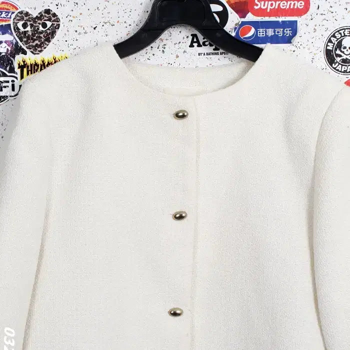 [BUNJANG] Temperature No Collar Tweed Jacket / 여성66/ 온도 노카라 트위드자켓
