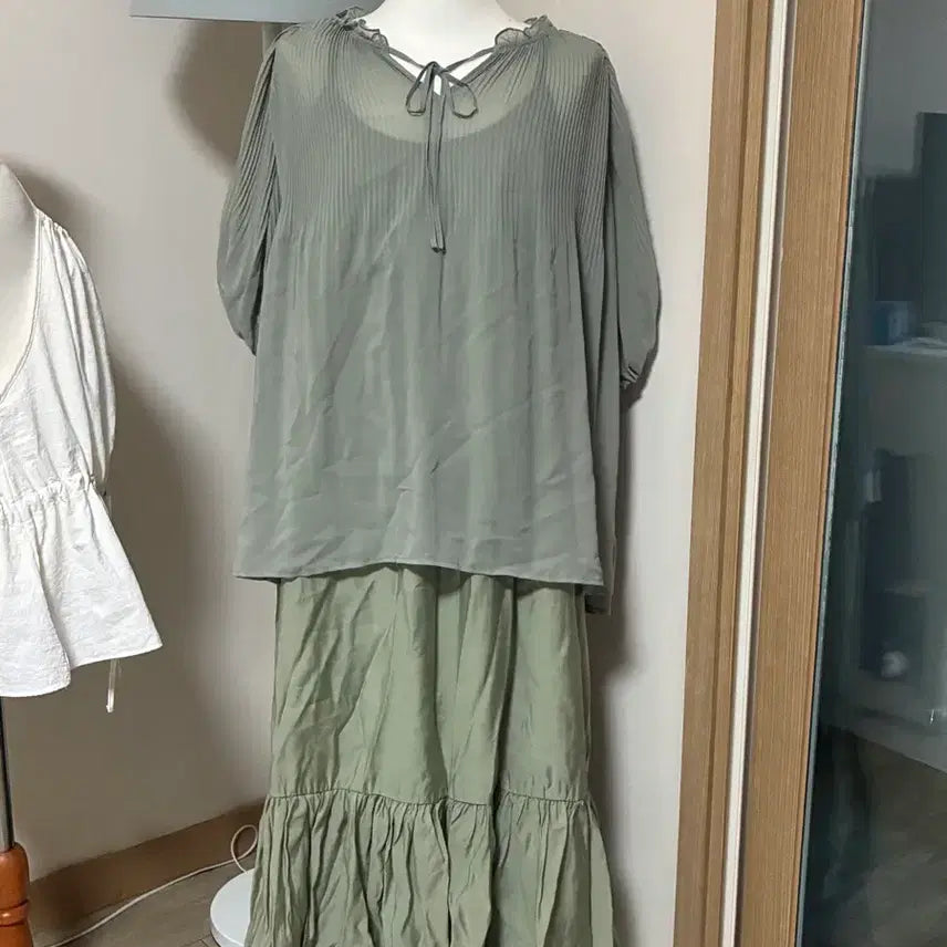 [BUNJANG] Matcha Green Long Dress Set / 말차 원피스 코디세트