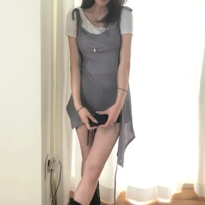 [BUNJANG] Layered Strap Sleeveless Dress / [새상품] 레이어드 스트랩 나시 원피스