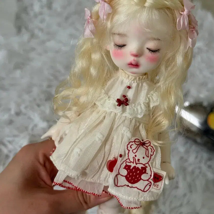 [BUNJANG] USD Size Blonde Wig with Ribbon / 구체관절인형 금발 리본 장식 usd 가발