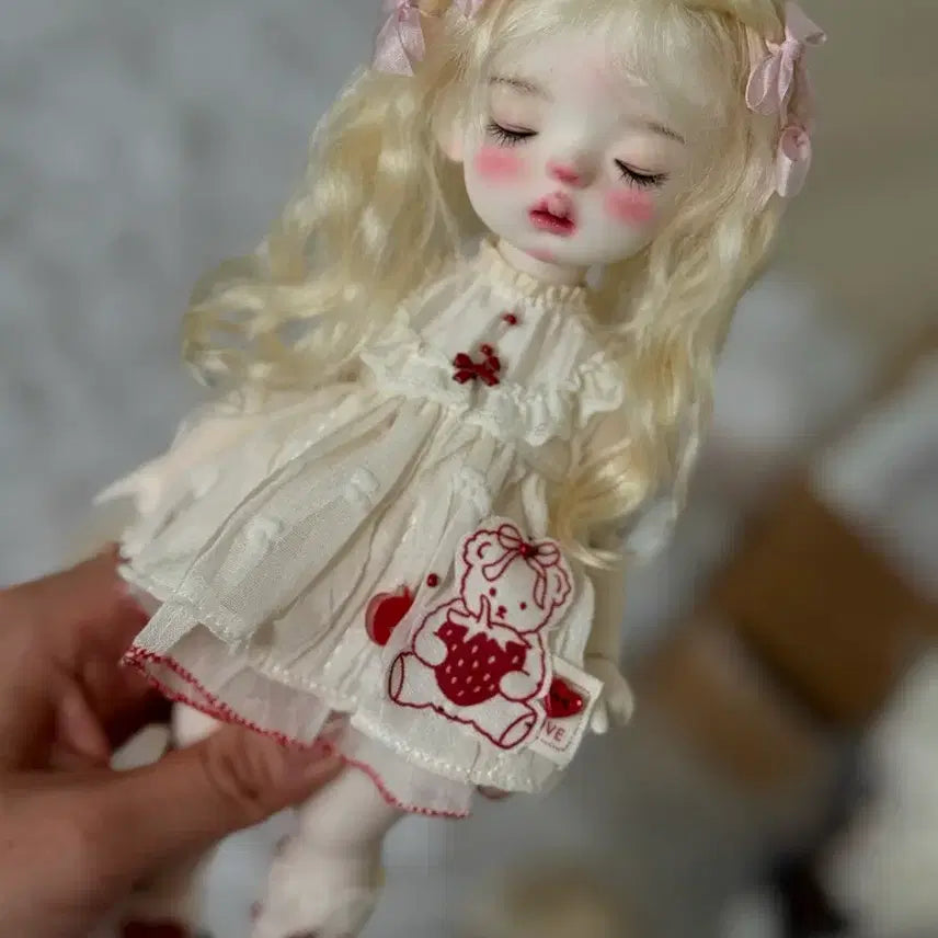 [BUNJANG] USD Size Blonde Wig with Ribbon / 구체관절인형 금발 리본 장식 usd 가발