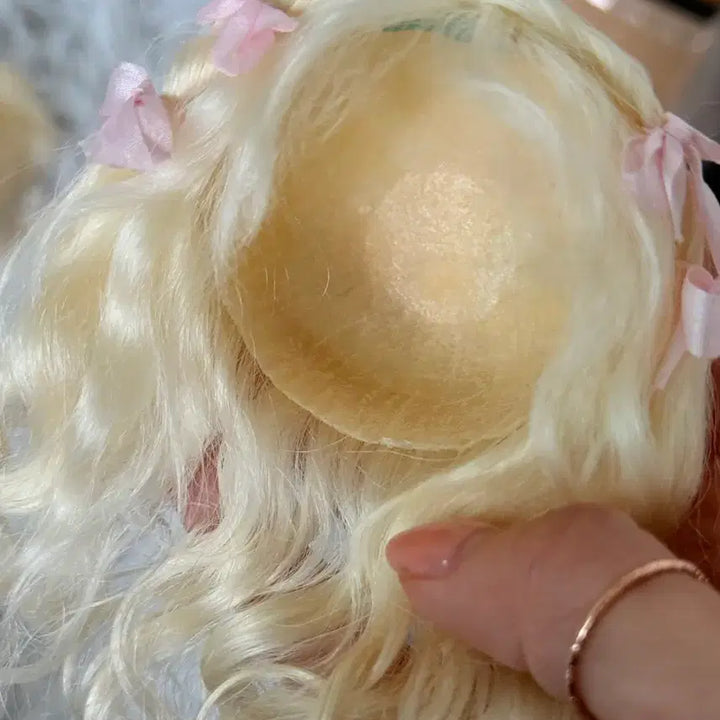 [BUNJANG] USD Size Blonde Wig with Ribbon / 구체관절인형 금발 리본 장식 usd 가발