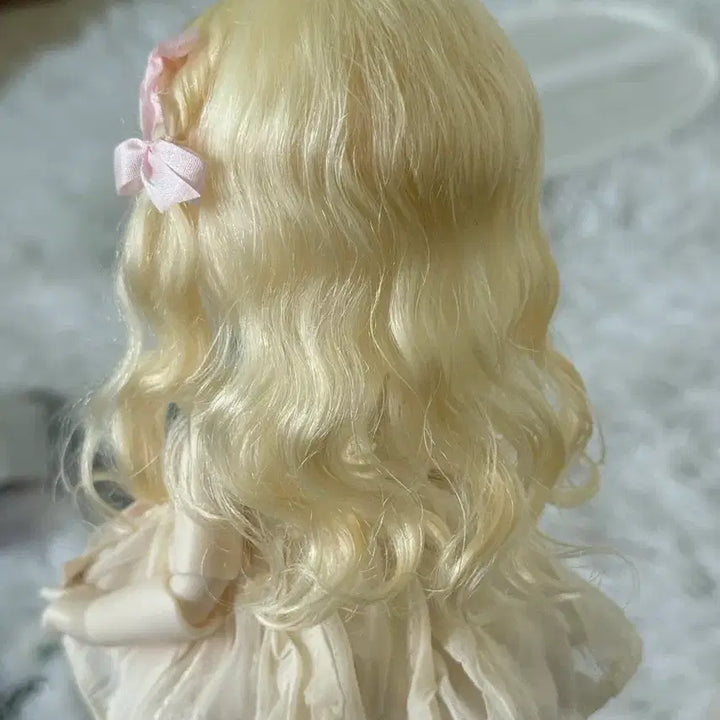[BUNJANG] USD Size Blonde Wig with Ribbon / 구체관절인형 금발 리본 장식 usd 가발